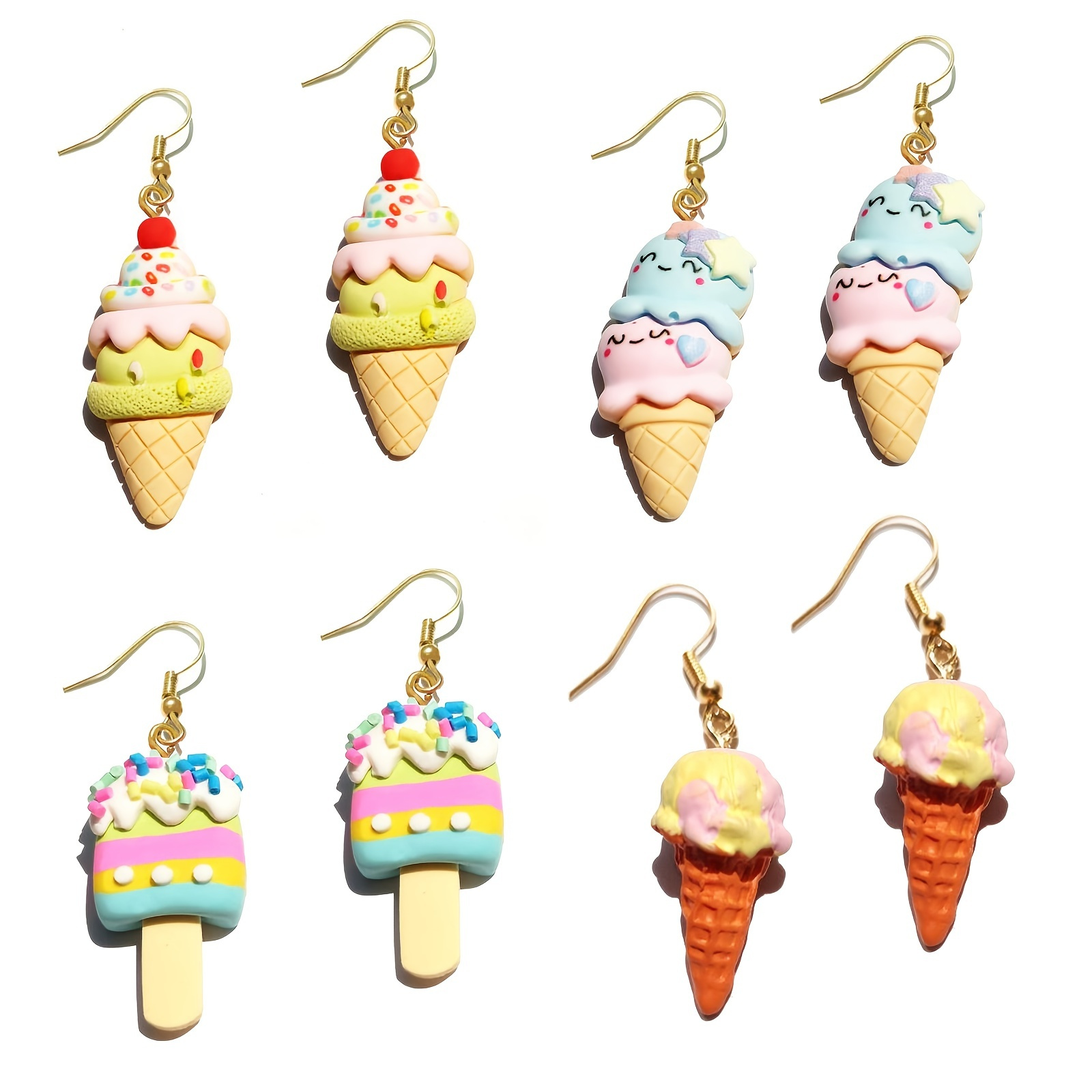 

Women's Cute Resin Ice Cream Drop Dangle Earrings