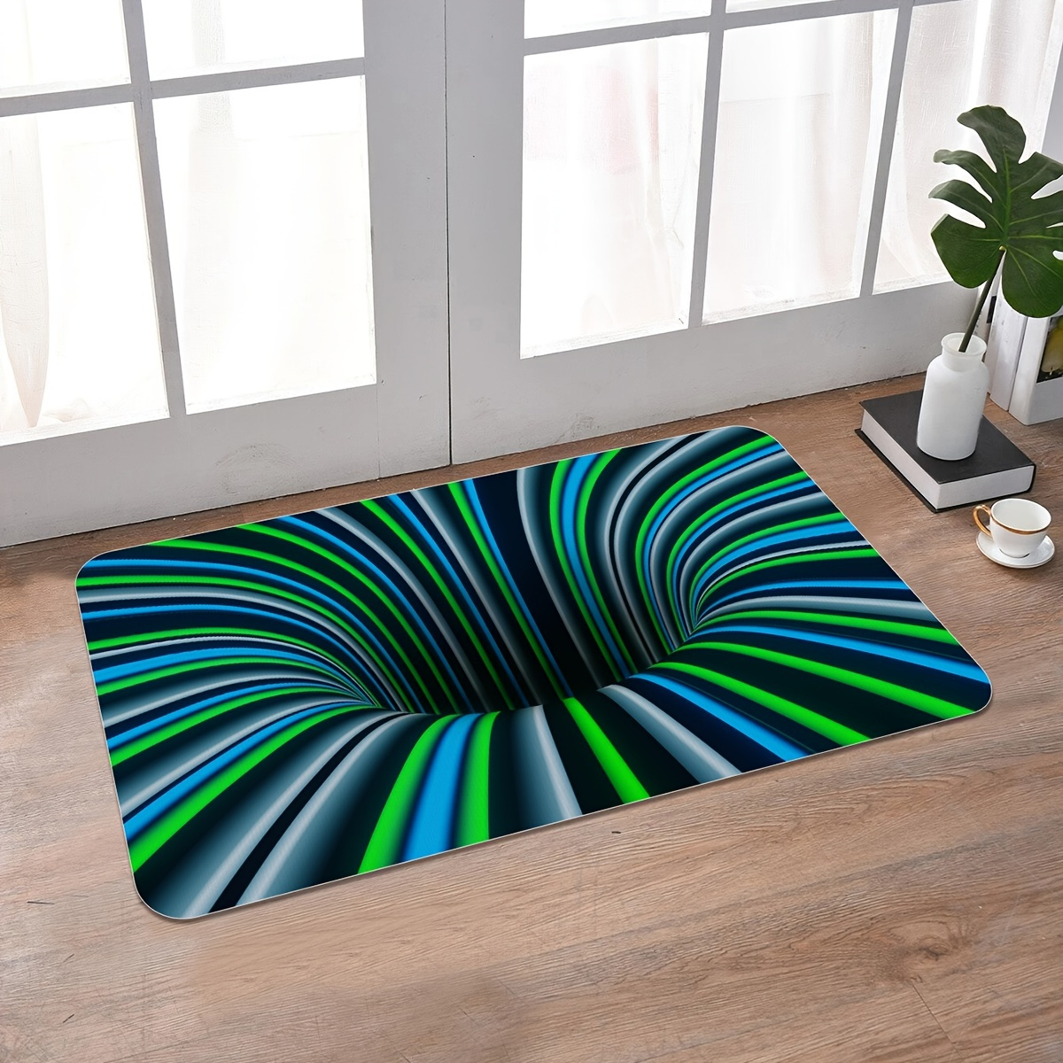 1pc Illusion Carpet, Door Floor Mat, Abstract Floor Rug, Living Room