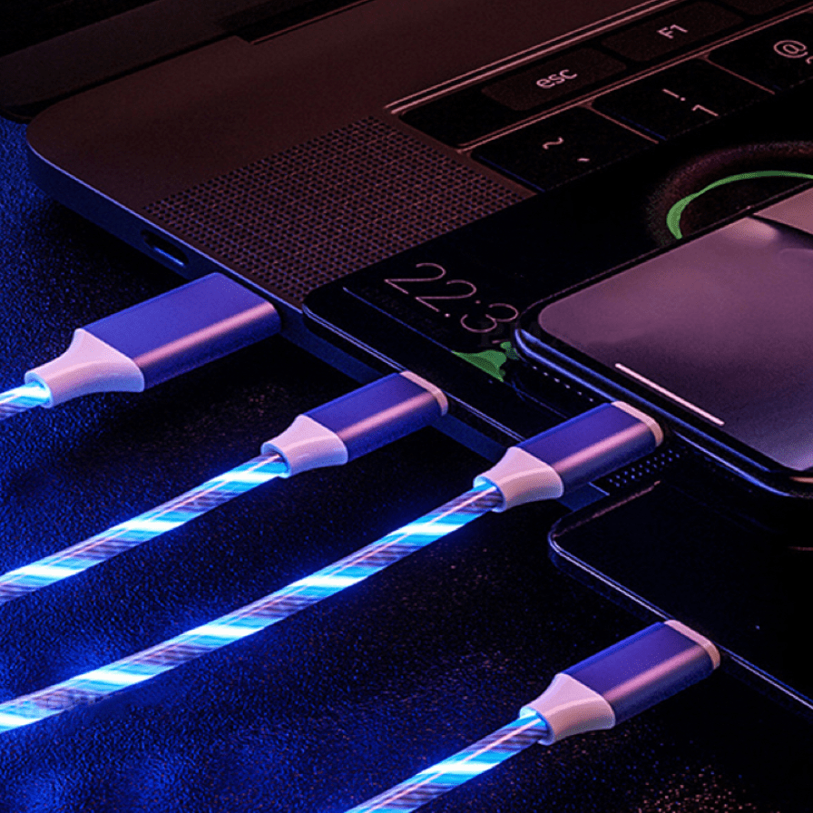 3-in-1 Usb Streamer Glow Light Charger Kabel Für Lightning Micro