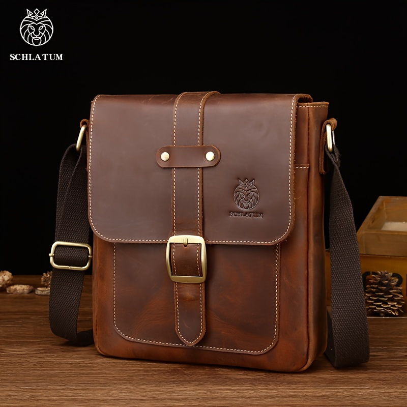 SCHLATUM Genuine Leather Briefcases Hard For Men Luxury Handbags