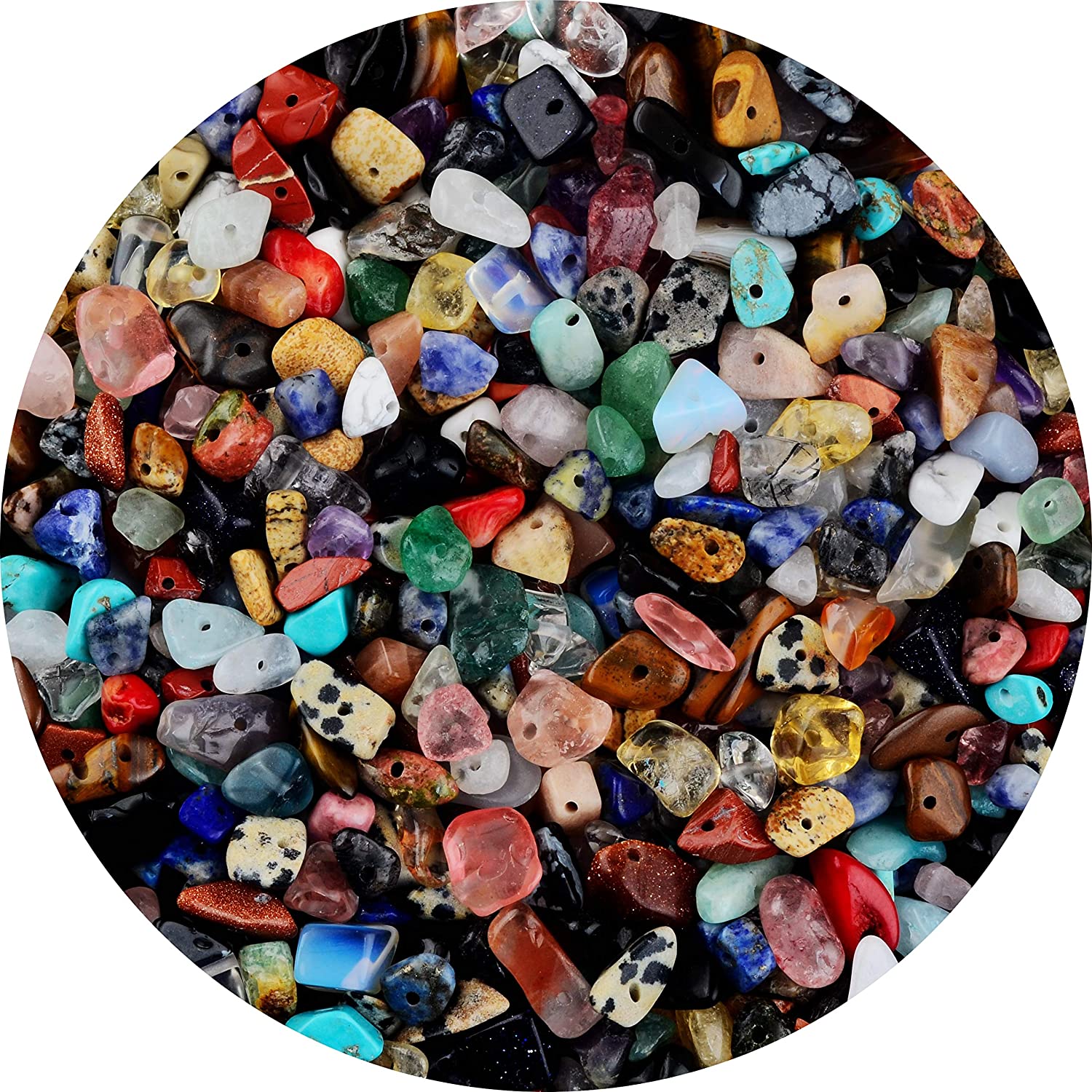  Vilihkc Natural Chip Stone Beads 24 Colors 1200 Pieces  Irregular Gemstones Healing Crystal Loose Rocks Bead Hole Drilled DIY for  Bracelet Jewelry Making Crafting (4-8mm)