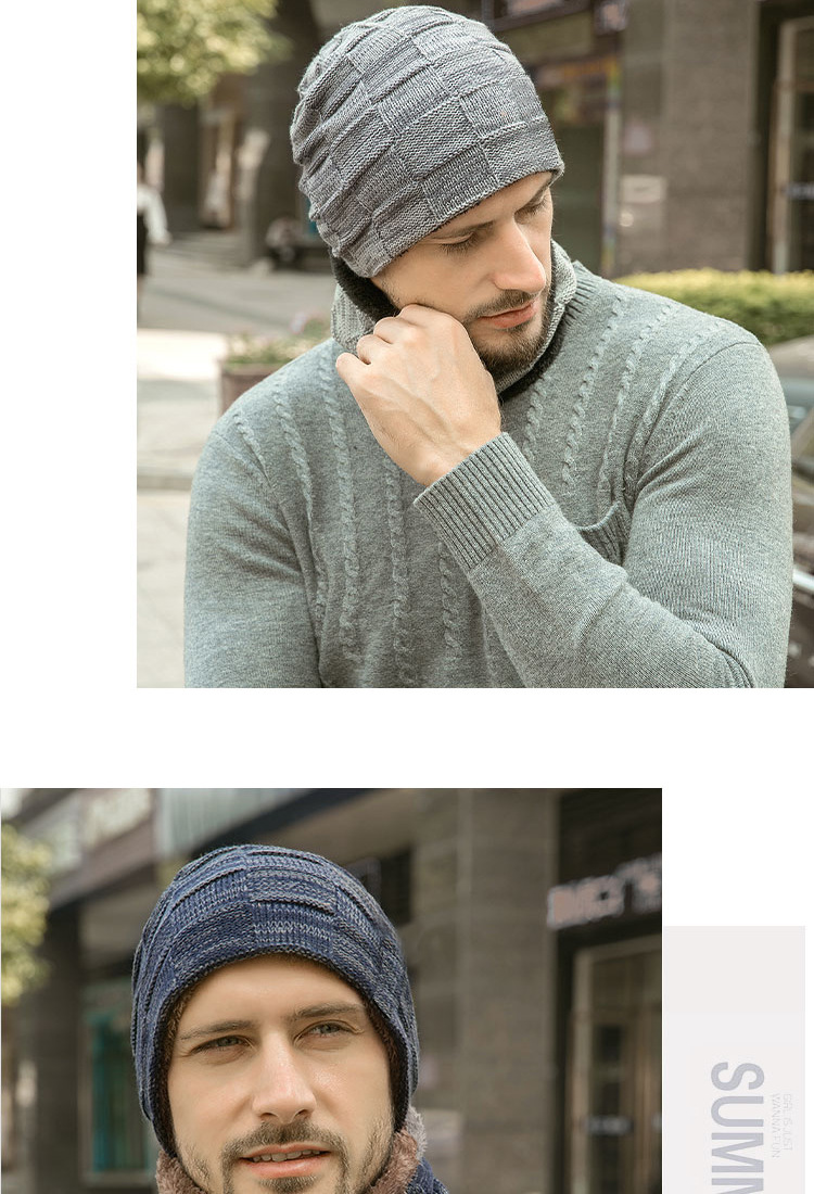 1 Pieza Gorro Lana Punto Terciopelo Grueso Invierno Hombre - Temu Mexico