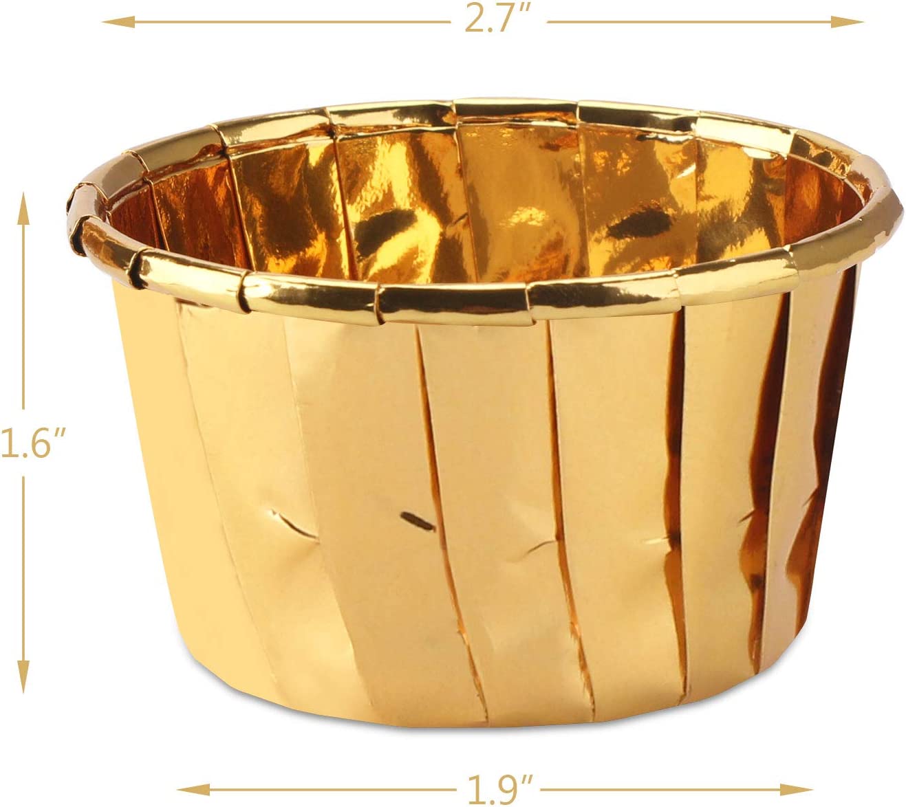 50pcs golden baking cups disposable ramekin muffin cups for   and serving aluminum cupcake cups with tip pan holders   little foil cups details 3