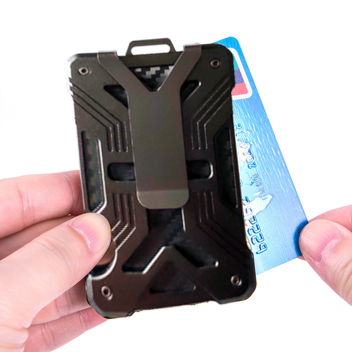 Slim Aluminum RFID Metal Wallet Money Clip with 1 Clear window ID Badge  Holder