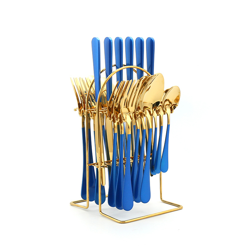 Gold and Navy Blue Kitchen Utensils Set -17PC Set Includes Gold Utensil  Holder