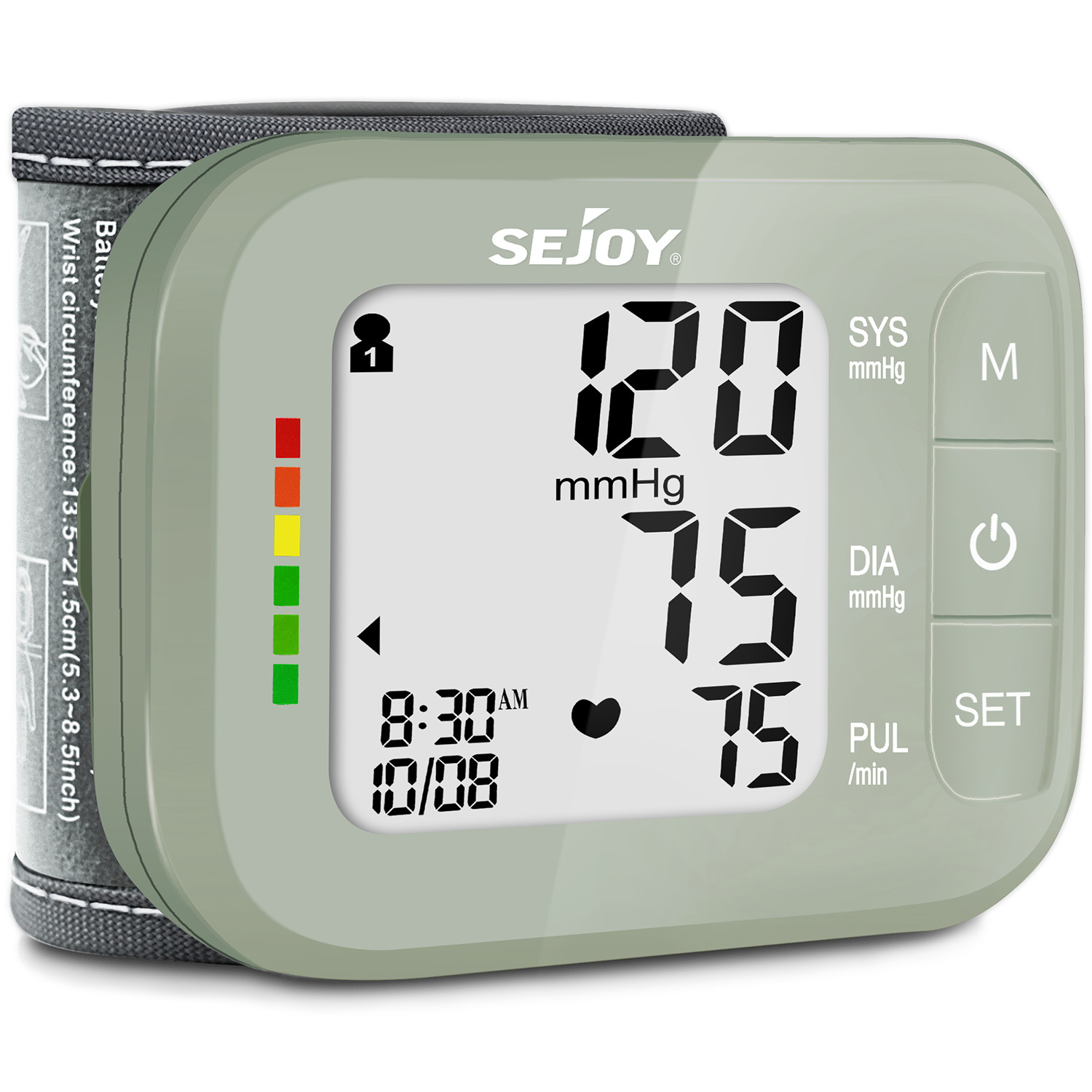 Sejoy Wrist Blood Pressure Monitor, Automatic BP Machine Adjustable Cuff,  120 Memories, for Home Use, Purple