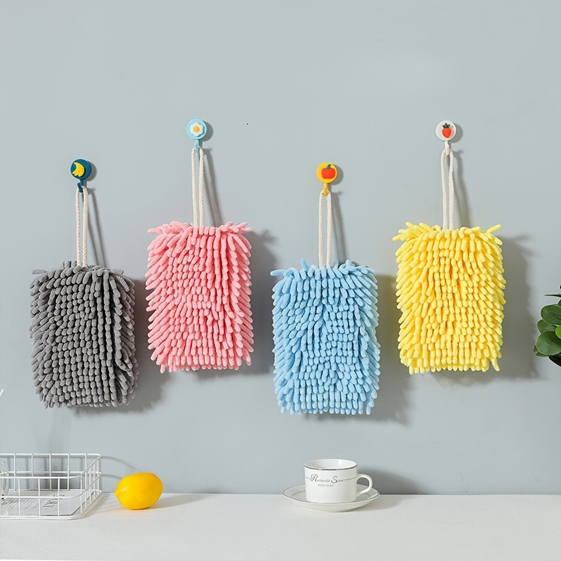 2 Pack Chenille Hanging Hand Towel Ball with Hanging Loops, Soft Absorbent  Microfiber Hand Towels for Bathroom Kitchen, Plush Quick-Drying Hanging  Hand Towel Ball 