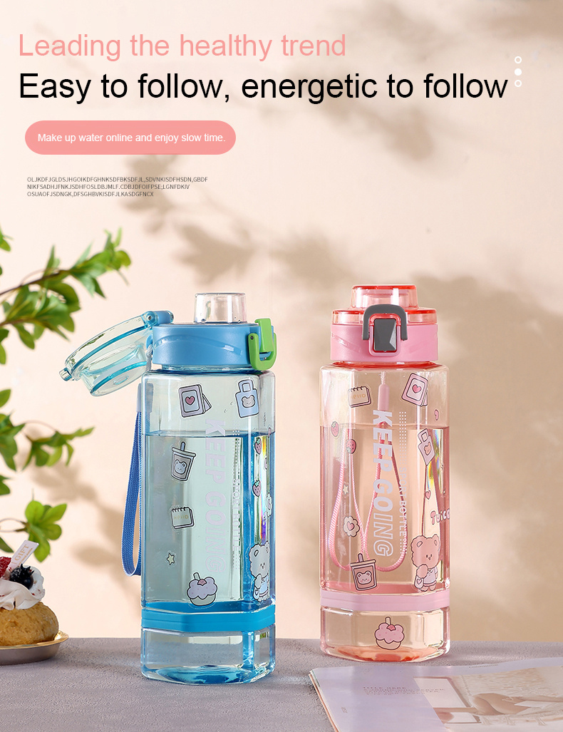 Funus 24 OZ clear water bottle carrying and filter mesh, leak