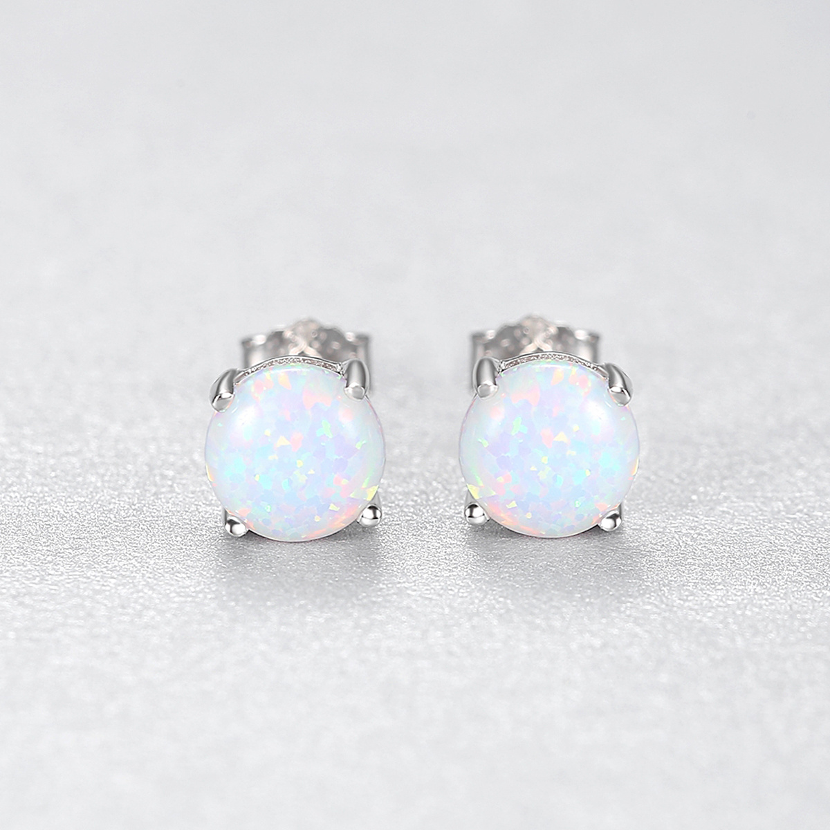 4 Prong Opal Stud Earrings 925 Silver Jewelry Gift