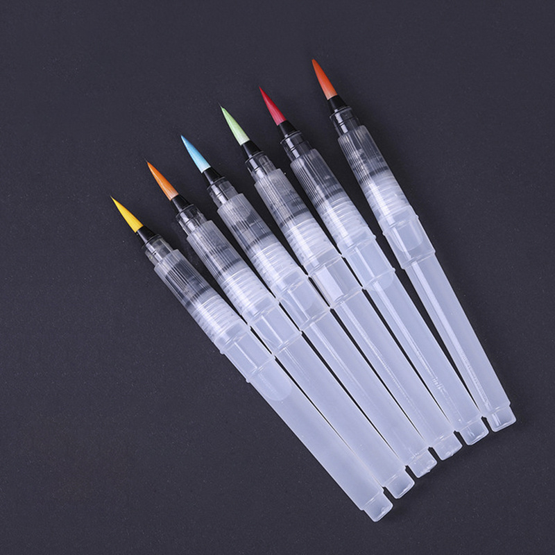  Spec101 Bolígrafos de pincel de color para pintura de acuarela  – 6 marcadores de color de agua recargables de punta plana a fina Aqua  Brush : Arte y Manualidades