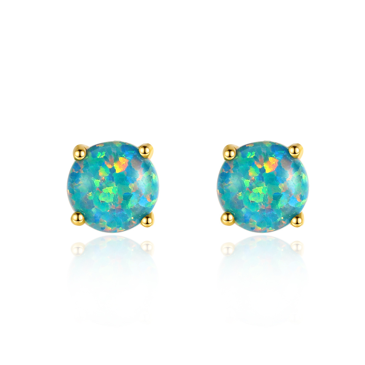 4 Prong Opal Stud Earrings 925 Silver Jewelry Gift