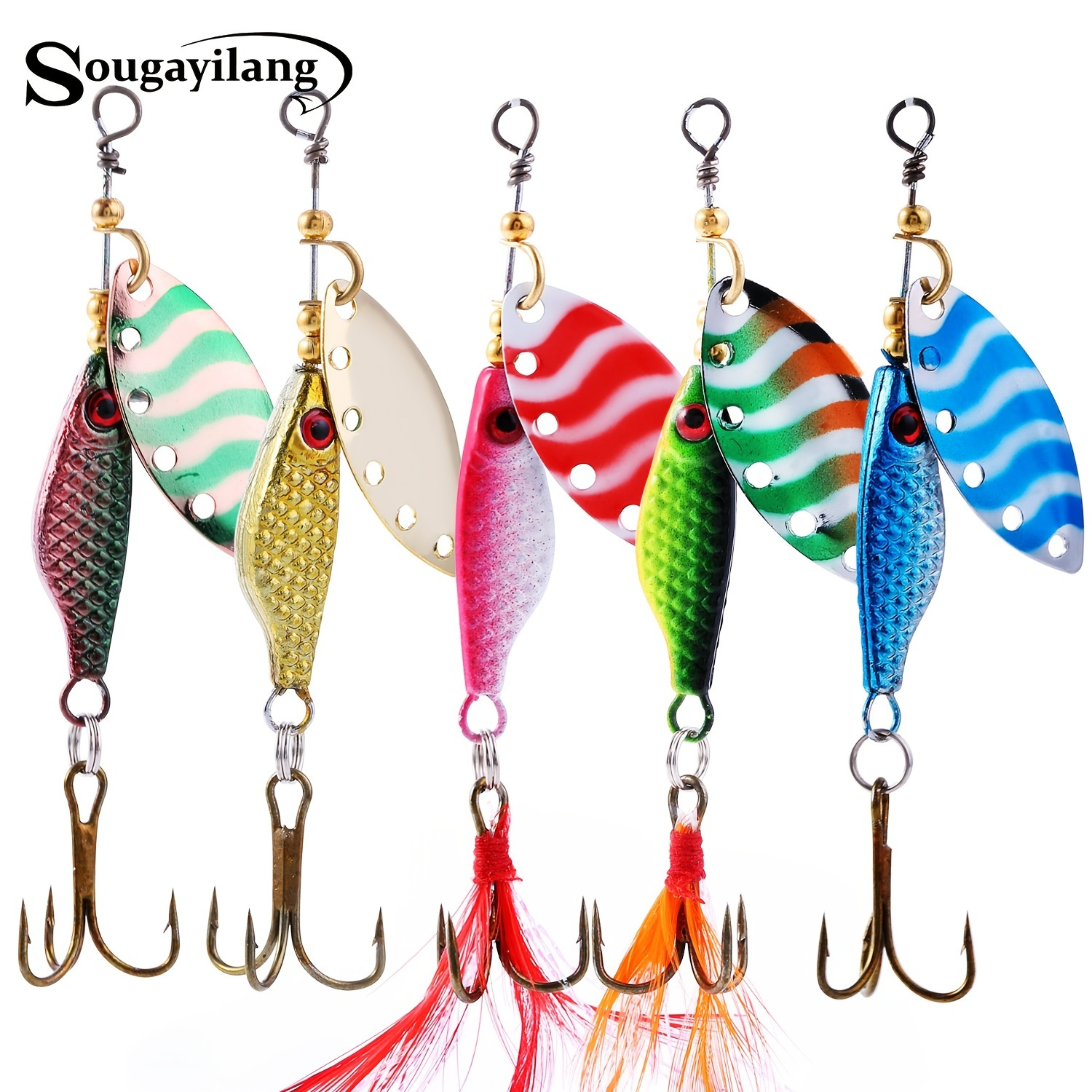 

Sougayilang 5pcs Fishing Lures Metal Hard Lures Inline For Bass Trout Walleye