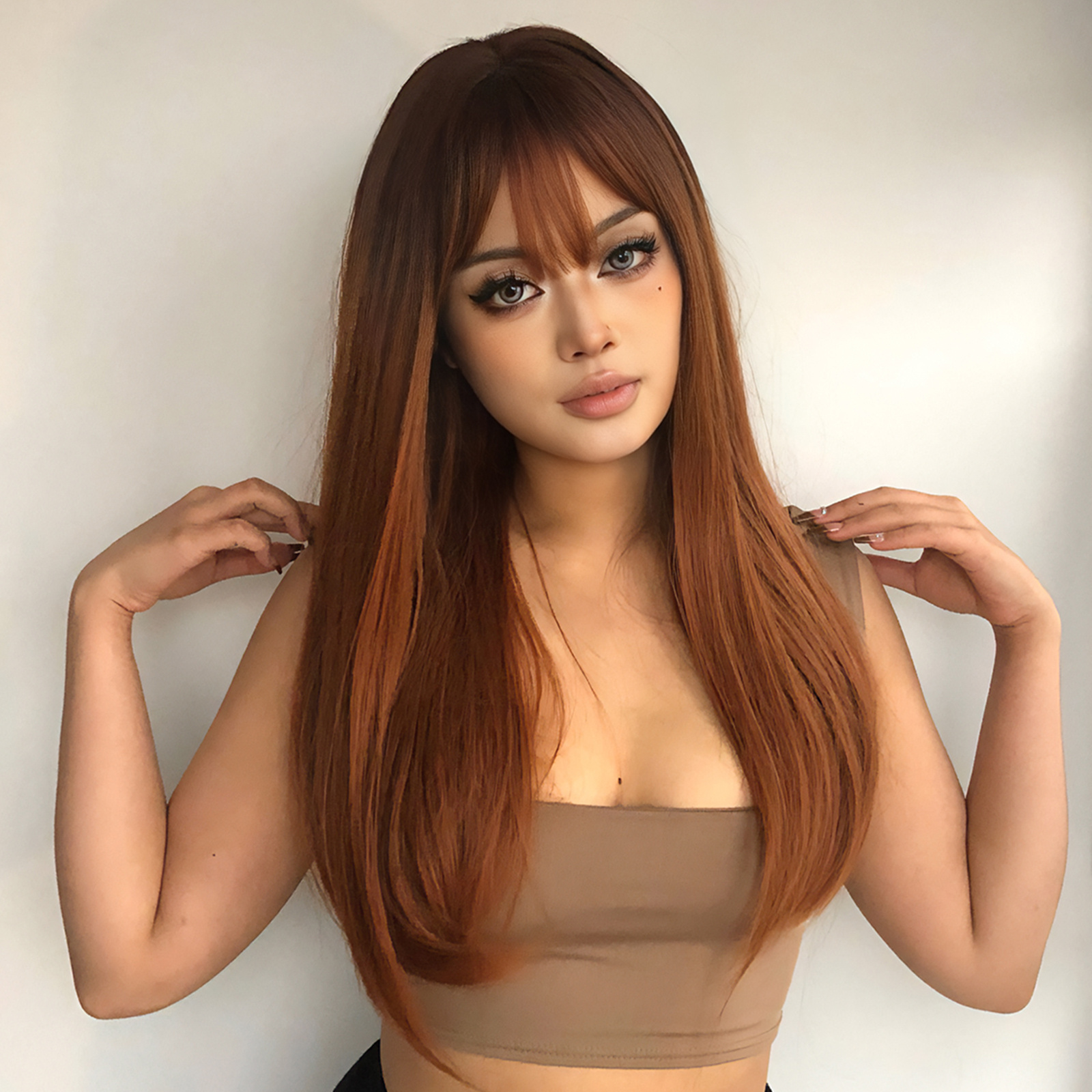 Black Red Ombre Straight Synthetic Wig – Wig Is Fashion
