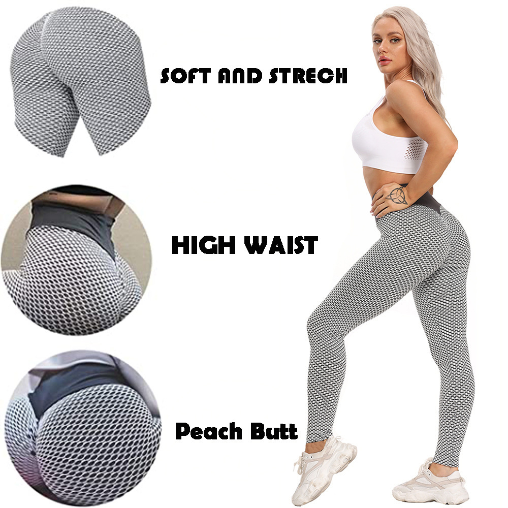 Fashion Honeycomb Yoga Sports Pants Solid Color High Waist - Temu