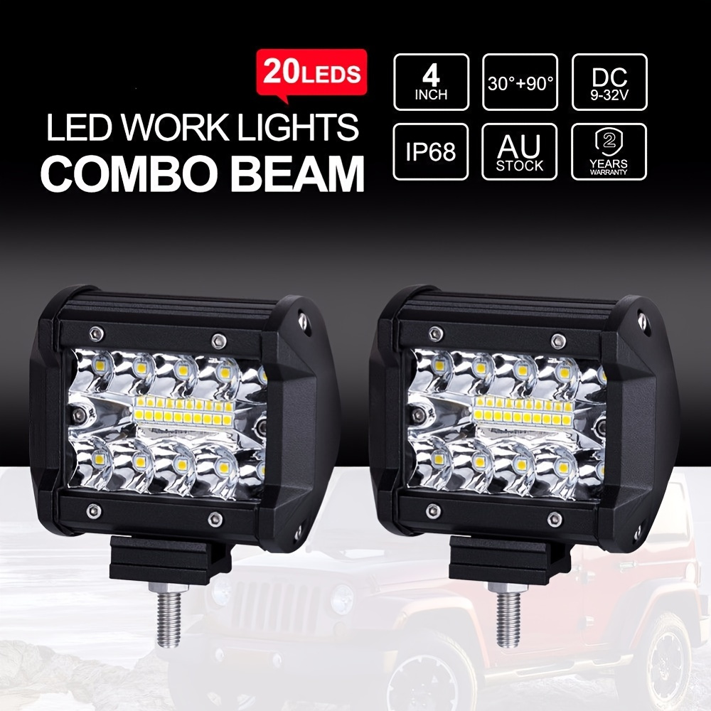 1pc 60W 4INCH 20LED Waterproof Work Light LED Light Bars Spot Flood Beam For Work Driving Offroad Boat Car Tractor Truck 12V 24V