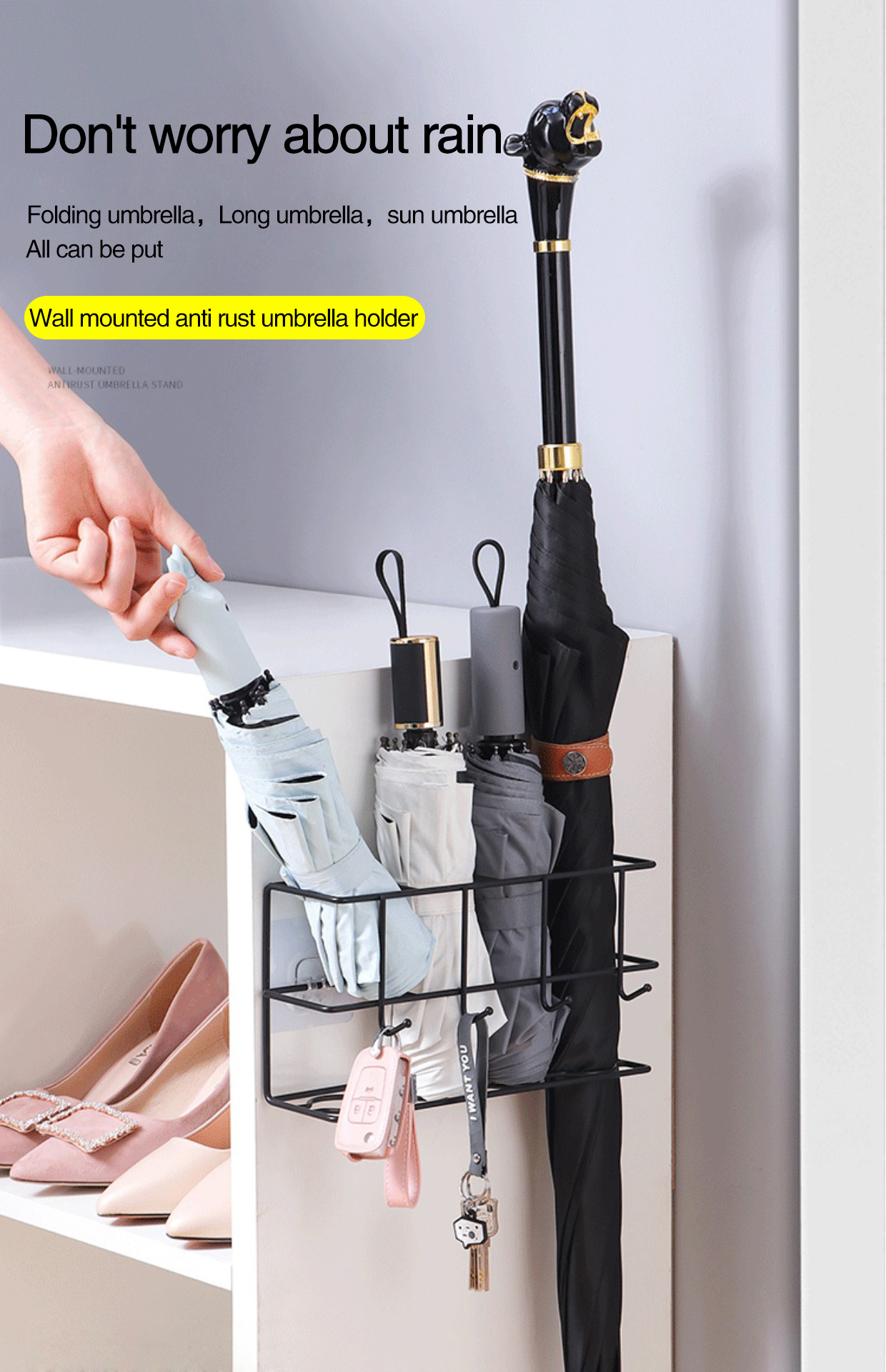 1pc Umbrella Rack Wall Mounted Storage Rack Household Temu