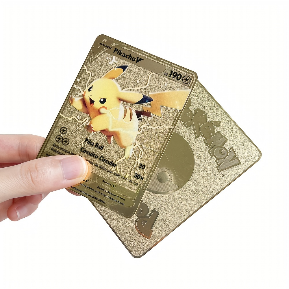 400-60pcs Pokemon Metal Gold Card Box Golden Letters Spanish
