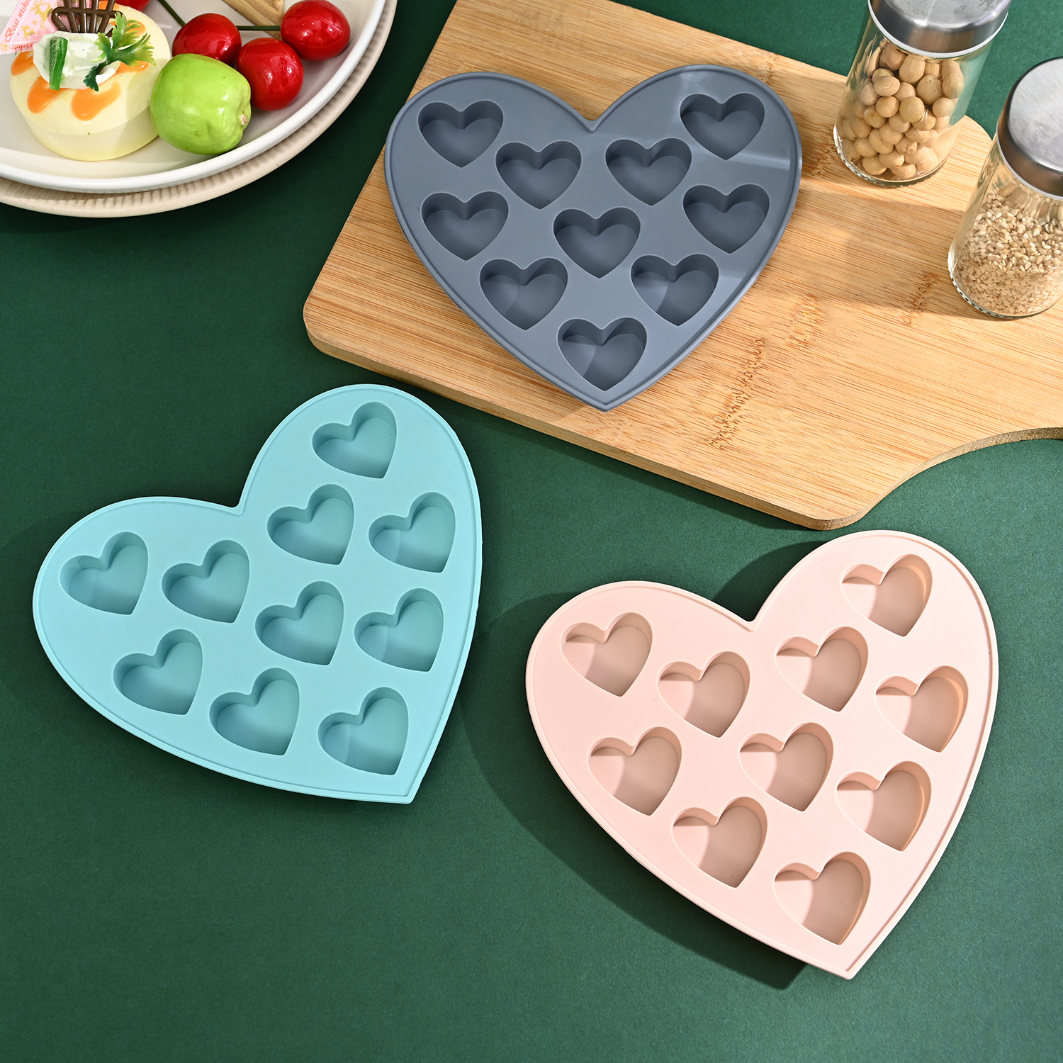 Silicone Mini Heart 55-Cavity Molds for Baking, Heart Shape Ice Cube Candy  Chocolate Mold, Valentine Candy Molds, Pack of 2