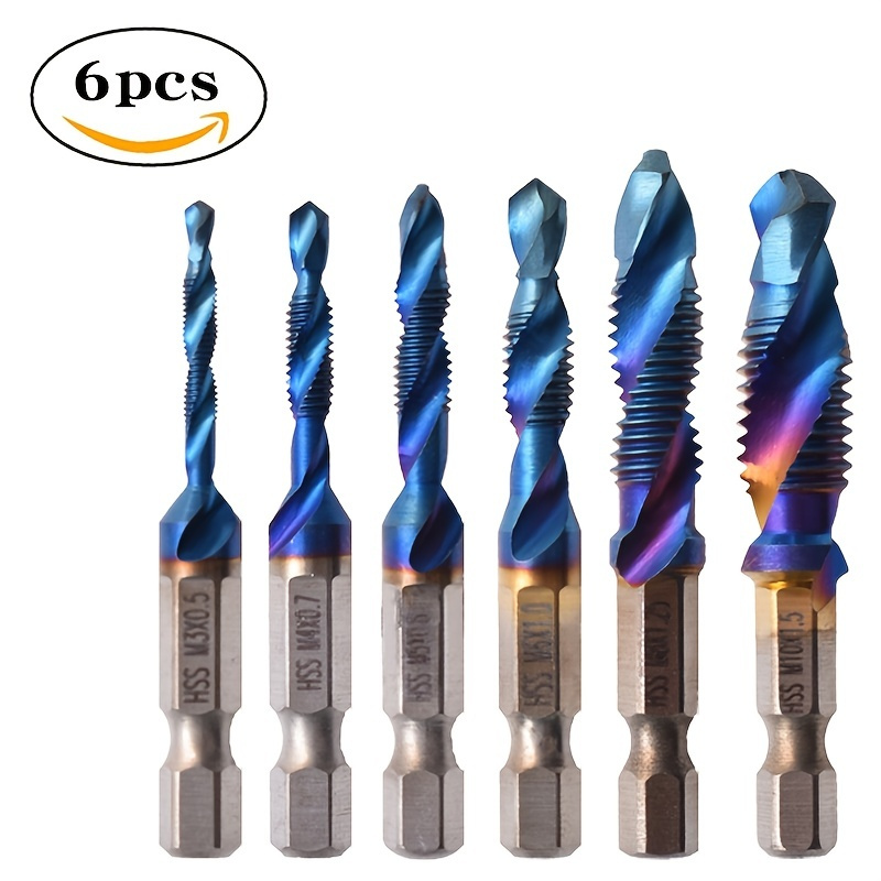 Blue Machine Spiral Tap High-speed Steel Drilling And Tapping One-piece Composite Tap Drilling Tool Hexagonal Handle Twist Drill Plastic Boxed