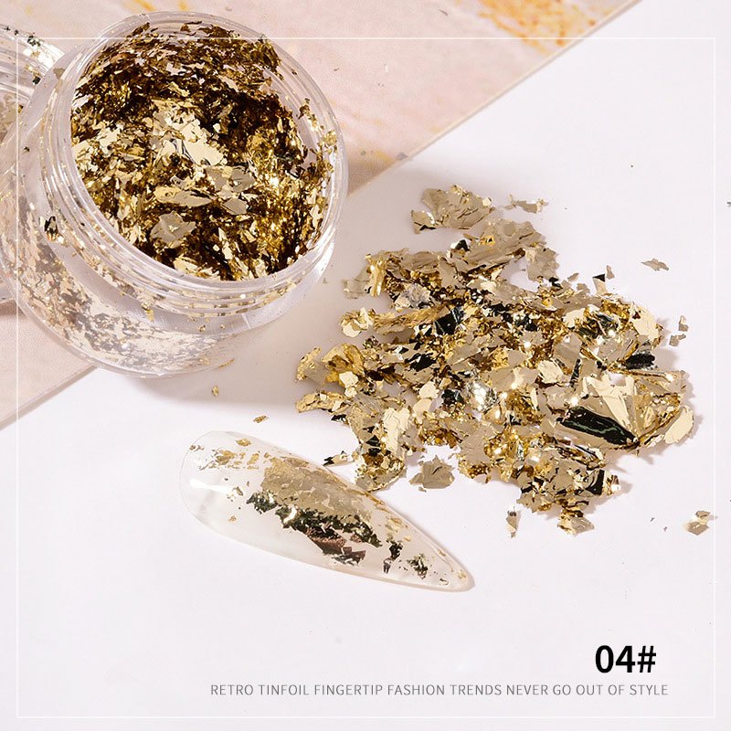 Golden Glitter Flakes Irregular Aluminum Foil Nail Art - Temu