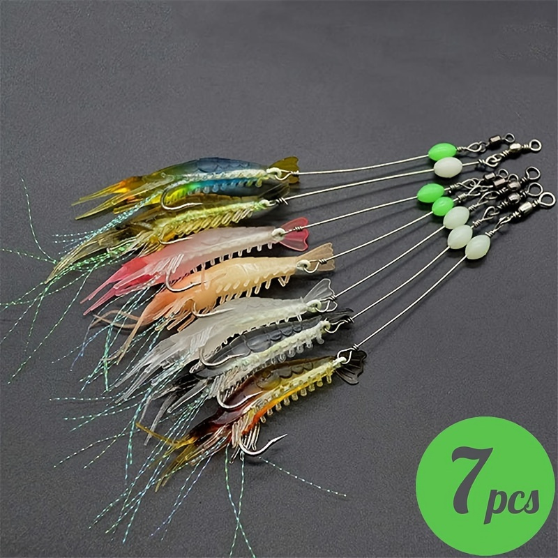 

7pcs Luminous Shrimp Silicon Soft Fishing Lure - Catch More Fish With These Artificial Bait & Hook Combos!