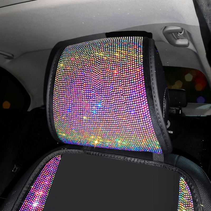 1PC Bling Rhinestone Crystal Car Neck Pillows Waist Support Diamond Auto  Headrest Pillow for Women Car Interior Accessories