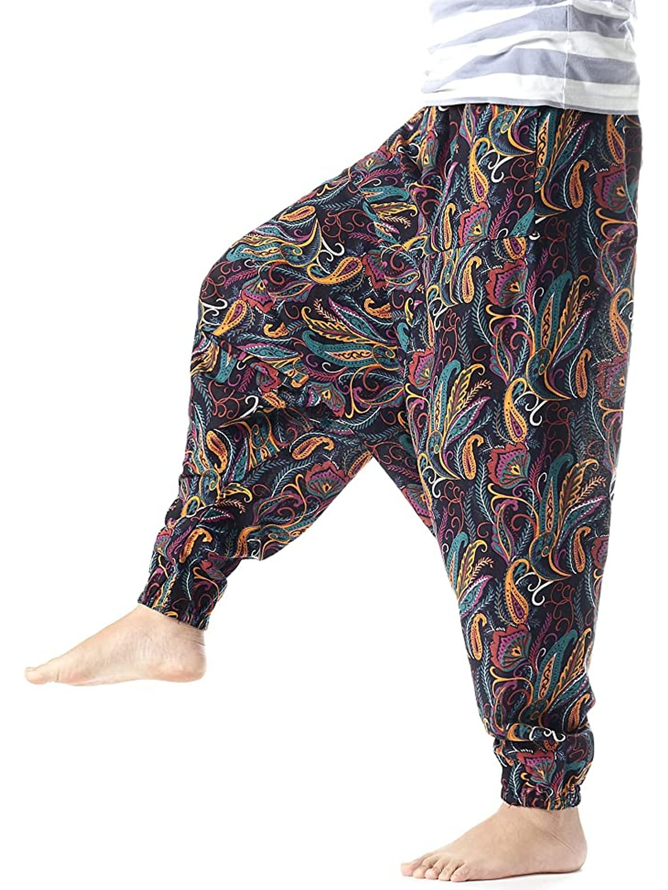 Ethnic Pattern Vintage Cotton Harem Pants Men's Casual Drop - Temu Canada