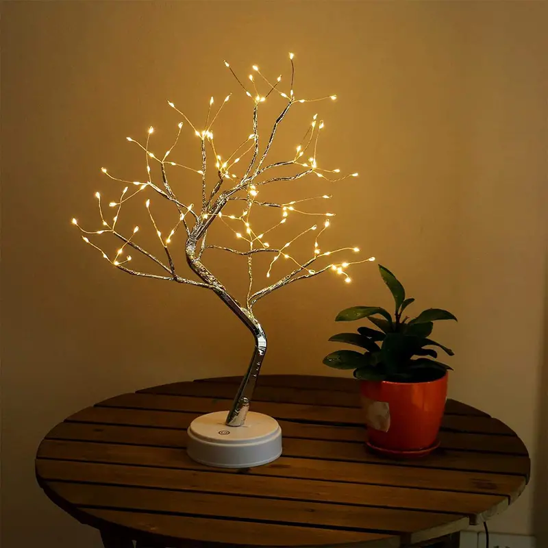 1 件桌面盆景树灯装饰带 108 LED USB 或 Aa 电池供电 DIY 人造树灯适用于卧室家庭聚会和户外细节 9
