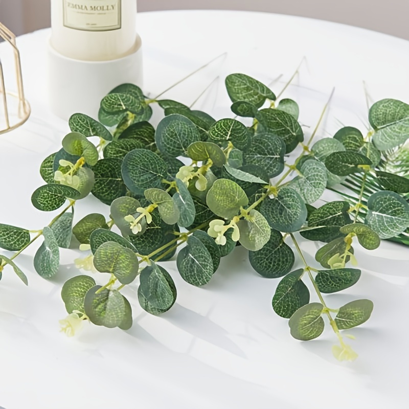 

10pcs Artificial Eucalyptus Leaves, Fake Plant Pick, Christmas Decoration, Artificial Greenery For Home Wedding Wreaths