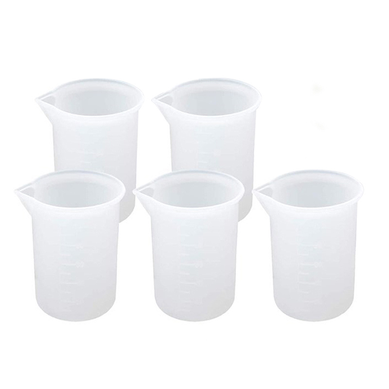 5pcs/set Silicone Measuring Cup Tools 3.38oz Round Silicone Cup Clear  Graduated Epoxy Split Cup DIY For Casting Resin Mold Art Kitchen Lab