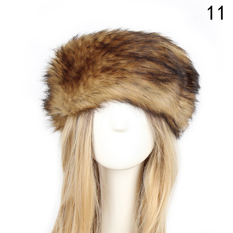 Fuzzy Hat & Fake Cuff Set : Faux Fur Cossack Russian Hat Solid