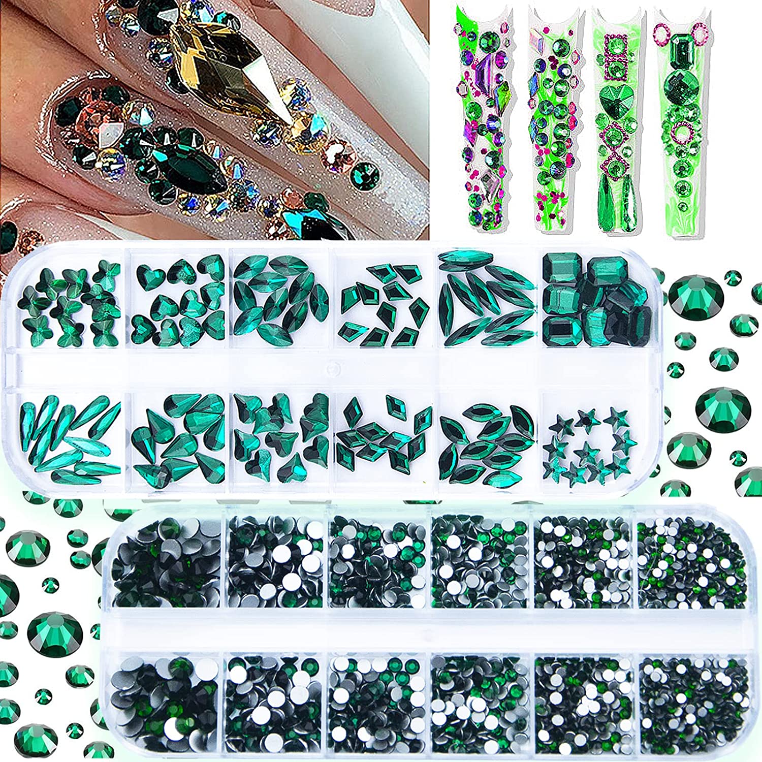 Novani Crystal Rhinestones, Flatback Loose Gemstones 1440pcs Glass Rhinestones  for Clothes Shoes Crafts Makeup Nail Art and DIY Decorations(SS16, Light  Green)