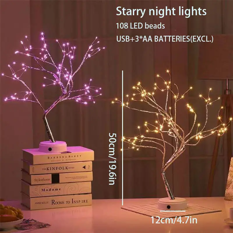1 件桌面盆景树灯装饰带 108 LED USB 或 Aa 电池供电 DIY 人造树灯适用于卧室家庭聚会和户外细节 5