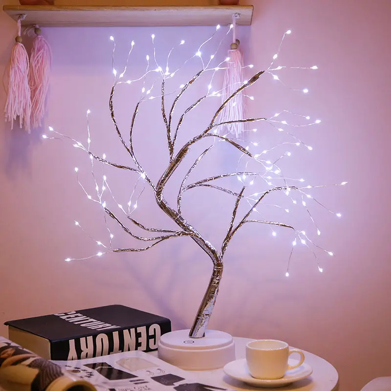 1 件桌面盆景树灯装饰带 108 LED USB 或 Aa 电池供电 DIY 人造树灯适用于卧室家庭聚会和户外细节 1