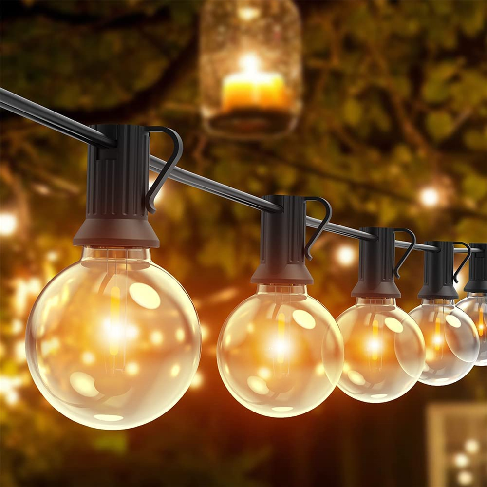 60FT Outdoor String Lights, Globe Patio Lights With 30+3 LED G40 Plastic  Shatterproof Bulbs, Waterproof Connectable Edison Hanging Lights, Backyard