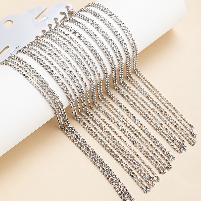 

12pcs/set Silver Color 42cm/16.54'' O-chains Simple Diy Necklace Artificial Jewelry