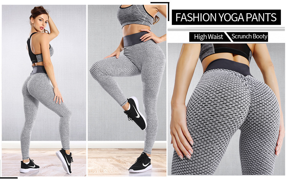 Gustave Women High Waisted Athletic Yoga Pants 3D Honeycomb Print