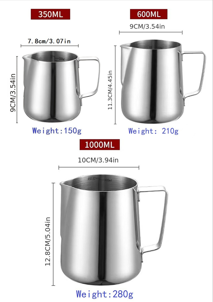 1pc 304 Stainless Steel Food Grade Milk Frothing Jug Espresso Coffee