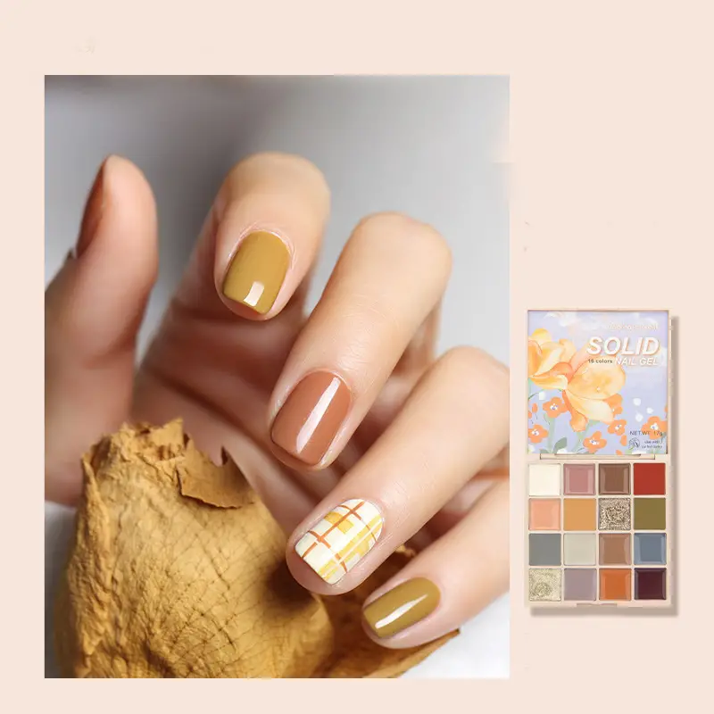 16 colors solid gel nail polish palette cream mud nail art polish pigment set salon diy home nail art design for women girls dense fog 9