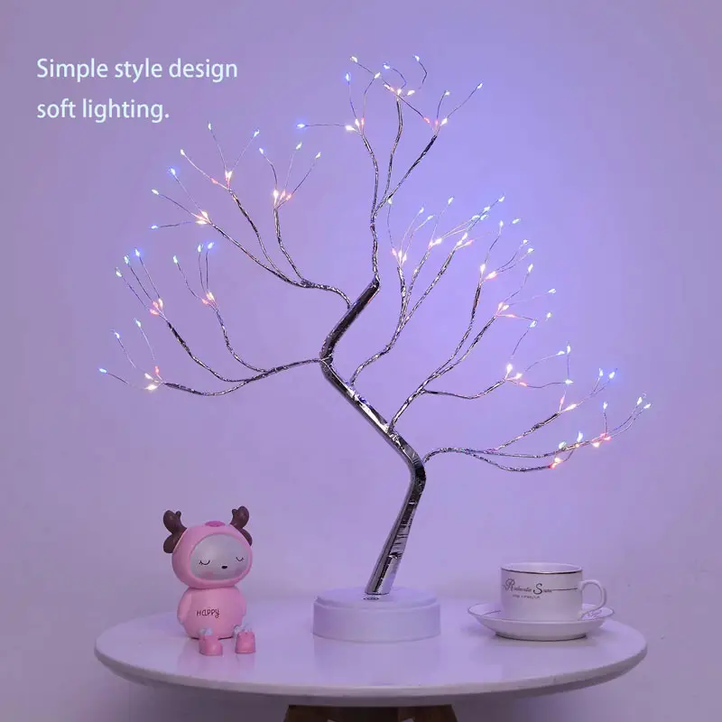 1 件桌面盆景树灯装饰带 108 LED USB 或 Aa 电池供电 DIY 人造树灯适用于卧室家庭聚会和户外细节 3