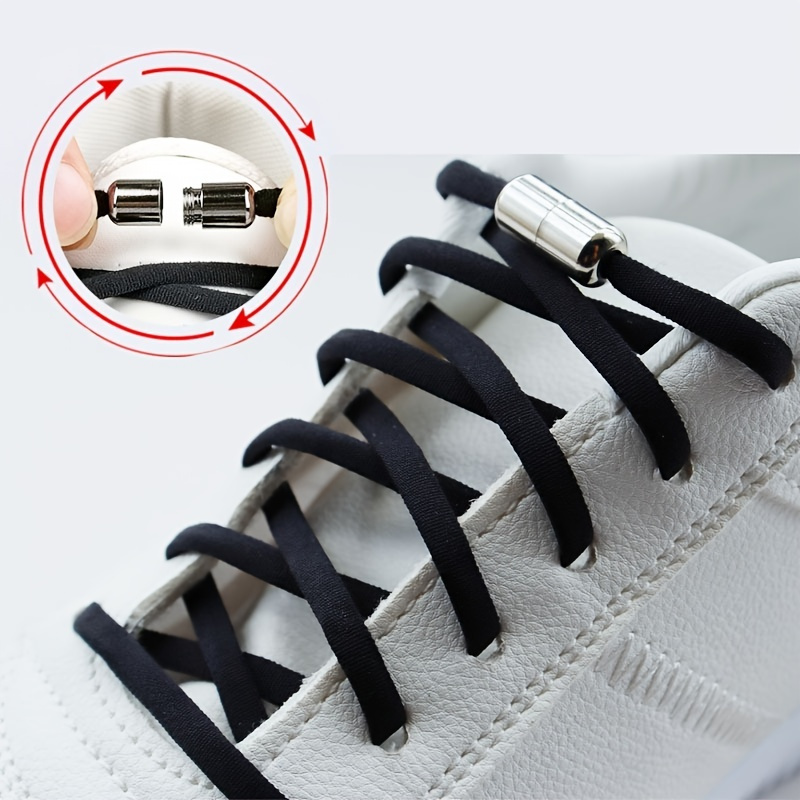1pair Elastic Laces Sneakers Round Shoelaces Without Ties Quick Shoelace  For Shoes Adult One Size Fits All Shoe