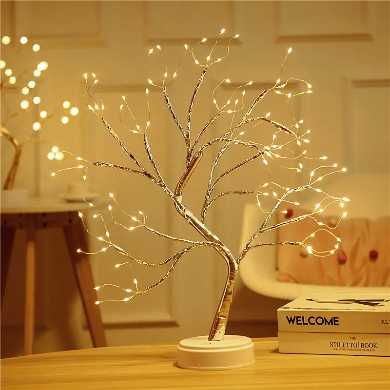 1 件桌面盆景树灯装饰带 108 LED USB 或 Aa 电池供电 DIY 人造树灯适用于卧室家庭聚会和户外细节 13