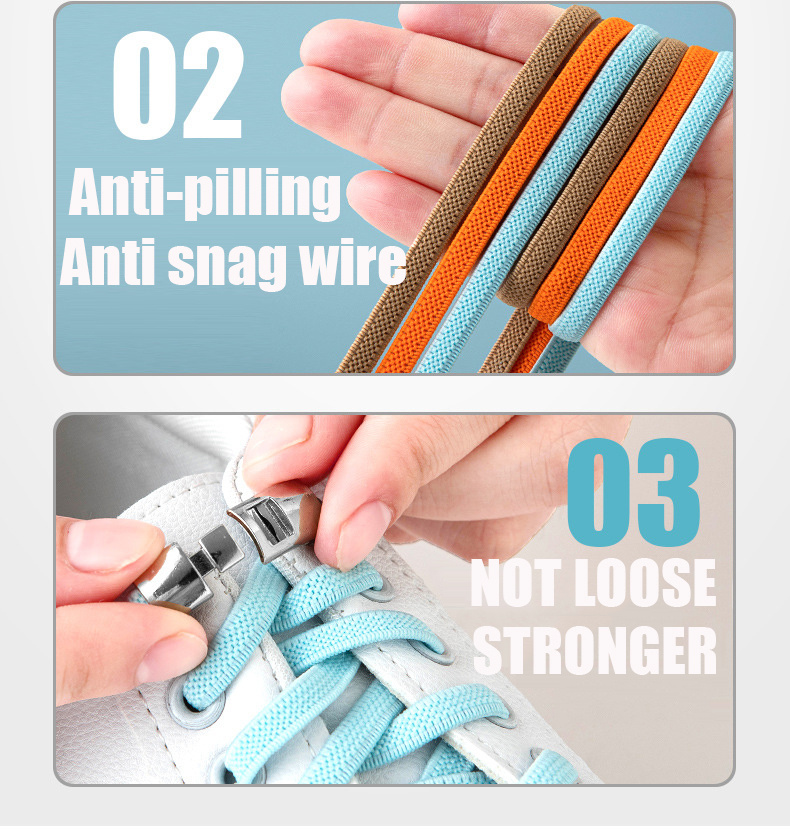 No-Tool Adjustable Shoe Lace Ties - Easy Installation, No Screws Needed, Lightweight & Breathable for Adults Sneakers, White & Light Blue Design, Secure Fit Footwear, Sleek Shoe Design, Durable Shoe Laces