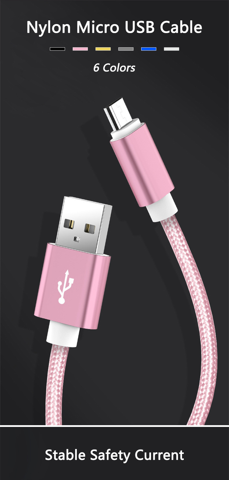 Cable micro USB MOVOYEE de 10 ft carga rápida para Android- Lapson México