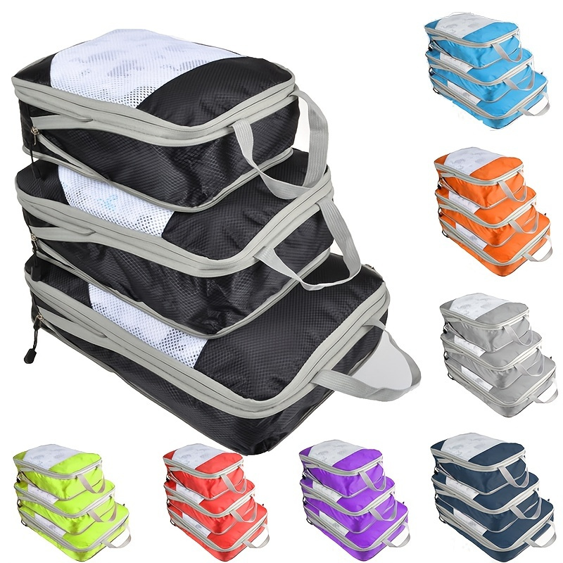 Stripes Pattern Travel Roll Up Clothes Shoes Vacuum Storage Bags, Space  Saver Compression Luggage Organizer, Transparent Packing Sacks Folding Bag  Travel Accessories - Temu