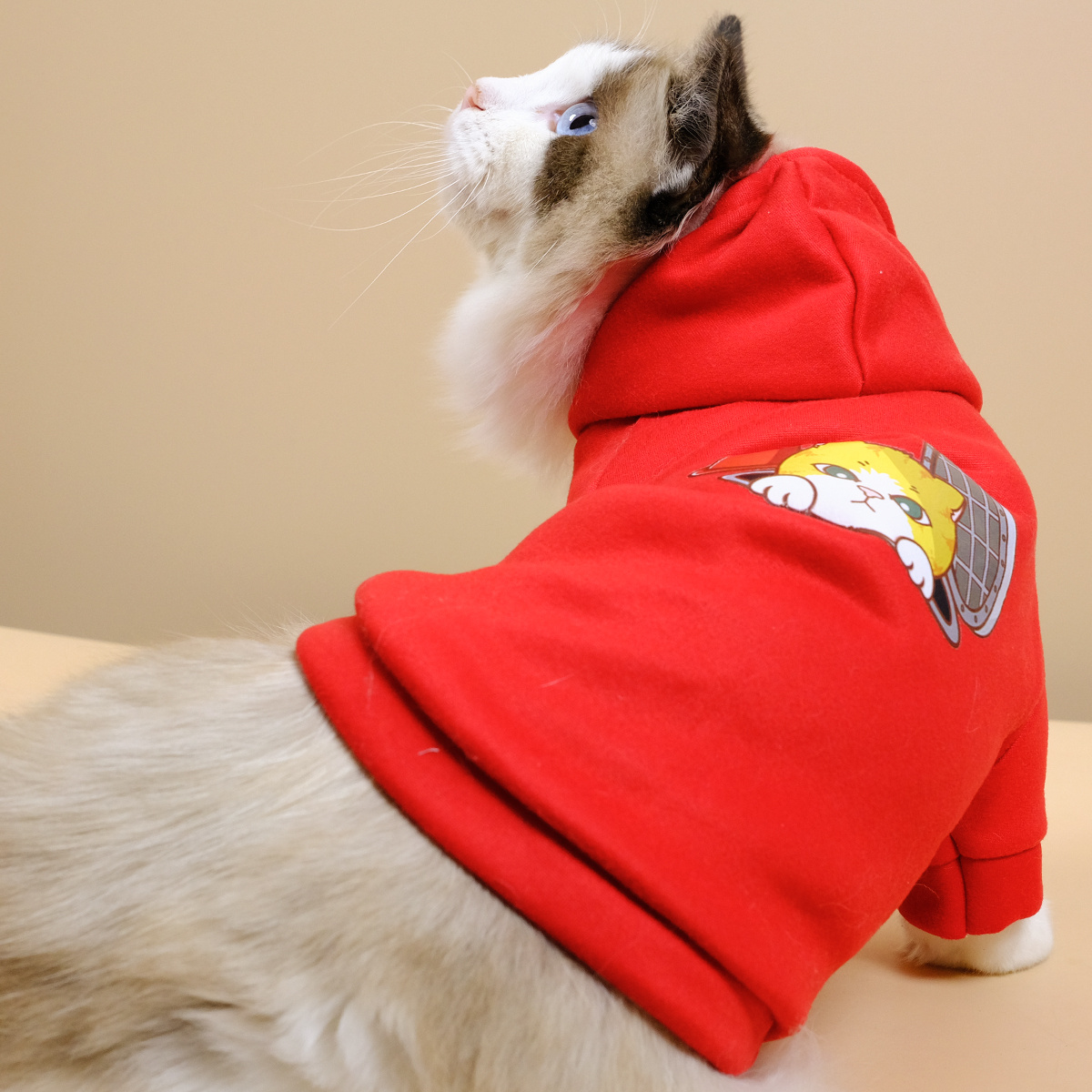 Warm Pet Hoodie With Cartoon Cat Pattern For Small And Medium Dogs And Cats Cozy And Stylish Pet