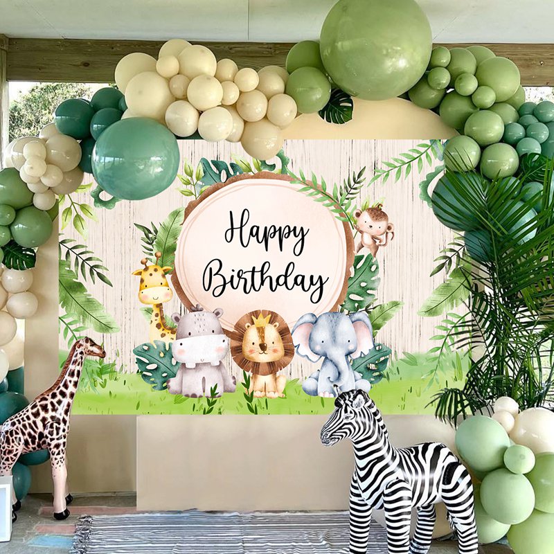 Jungle Animals Party Backdrops Birthday Party Scene Decoration Banner ...