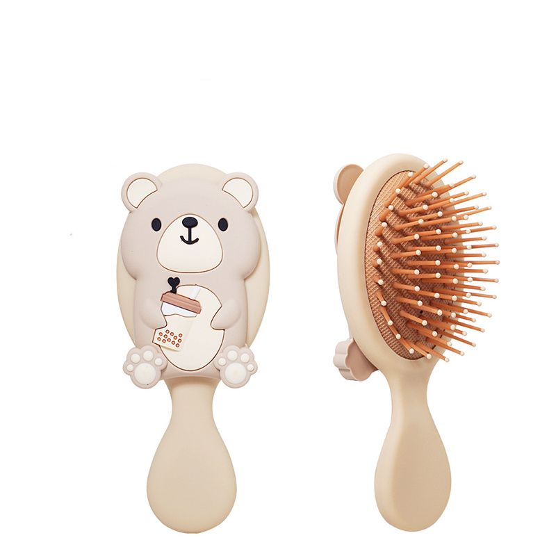 Bear Air Cushion Detangling Hair Brush | Portable, Perfect For Wet Curly Hair, Salon Styling Tools, Abs Plastic Handle, Plastic Bristles