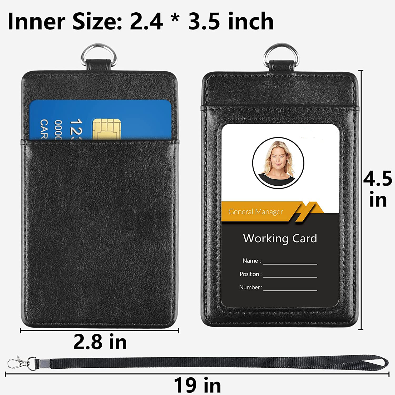 Secure Your Id Badge With This Durable Black Card Holder And Lanyard Combo  - Temu