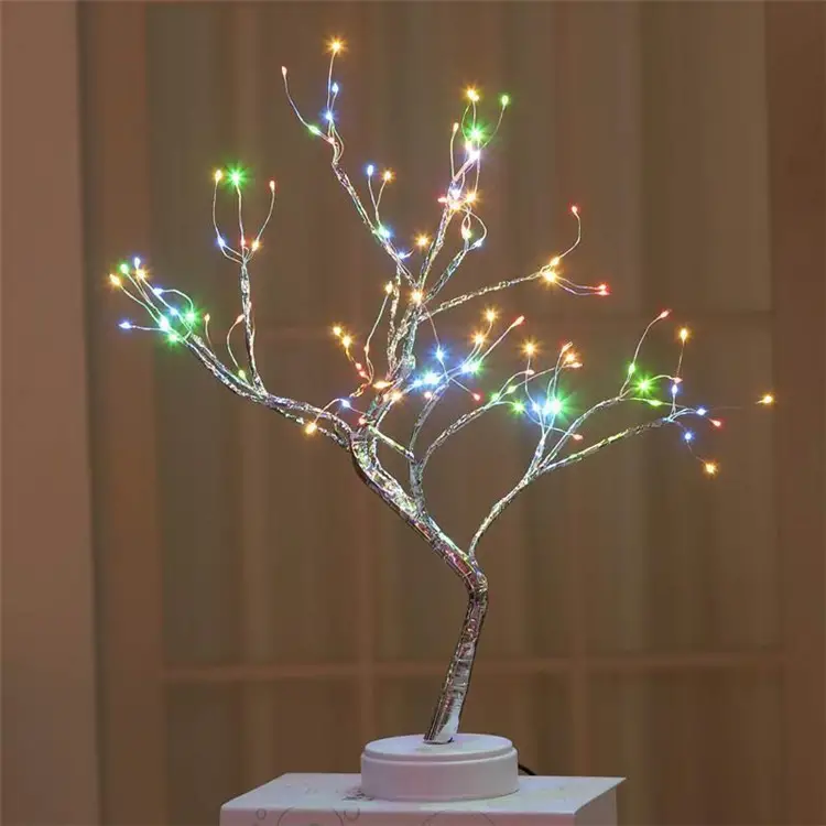 1 件桌面盆景树灯装饰带 108 LED USB 或 Aa 电池供电 DIY 人造树灯适用于卧室家庭聚会和户外细节 2